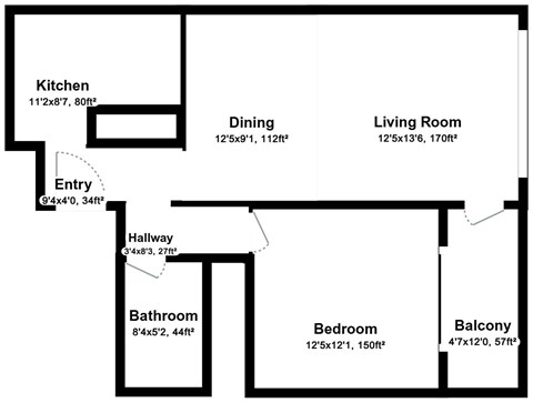 1 Bed 1 Bath Floor Plan at Hamilton Woods, Novato, CA 94949